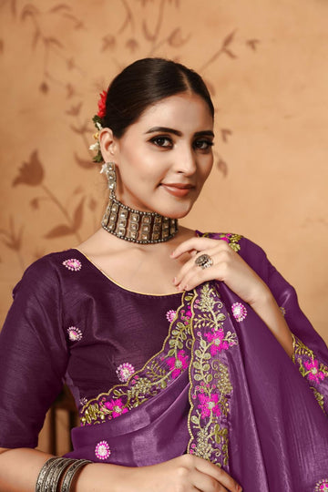 Ethnic Motifs Zari Woven Design Banarasi Saree